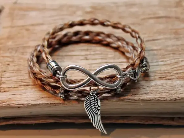 Pferdehaarschmuck Armband Infinity Schmuck aus Pferdehaar Wickelarmband mit großem Infinity Symbol