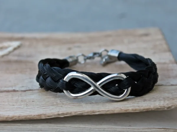 Pferdehaarschmuck Armband mit großem Infinity Zeichen Schmuck aus Pferdehaar