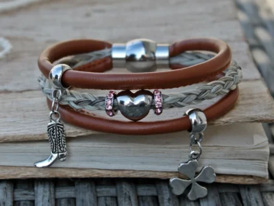 Schmuck aus Pferdehaar Pferdehaarschmuck Pferdehaararmband mit Gravur