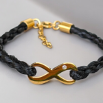 Armband aus Pferdehaar gold mit goldenem Infinity Symbol Pferdehaarschmuck, Schmuck aus Pferdehaar